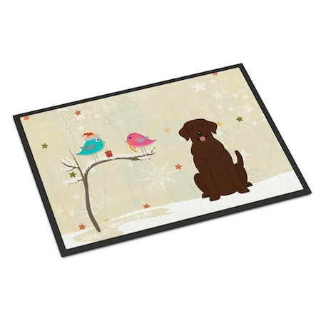 Jensendistributionservices Christmas Presents Between Friends Chocolate Labrador Indoor or Outdoor Mat, 24 x 0.25 x 36 in. MI2549654